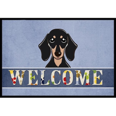 Carolines Treasures Carolines Treasures BB1401MAT Smooth Black And Tan Dachshund Welcome Indoor & Outdoor Mat; 18 x 27 in. BB1401MAT